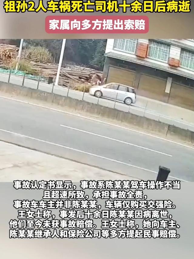 湖南一对祖孙被超速车辆撞身亡：司机十余日后病逝，死者家属向多方提出索赔