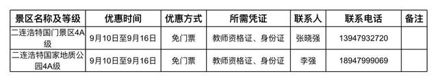 教师节，内蒙古111个景区免费