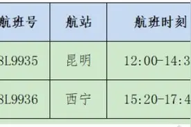 昆明新开西宁直飞航线图片