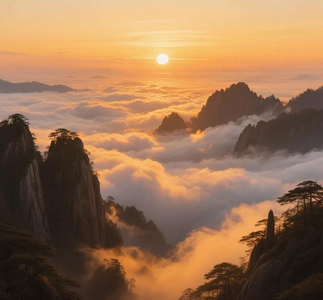 日落的黄山,美得像诗一样!