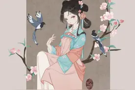 一组如花的古风女孩插画分享，俏皮与雅致结合，有种孤婉的气质图片