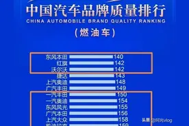千万别乱买，汽车品牌质量排行，红旗亚军，捷达、丰田都进前十名图片