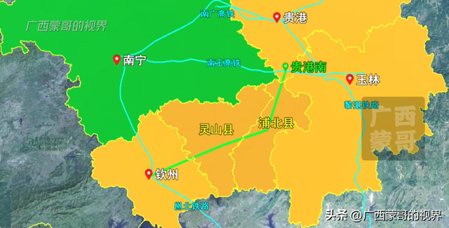 玉林和贵港挨着钦州，但从玉林或贵港坐高铁去钦州，还得经过南宁