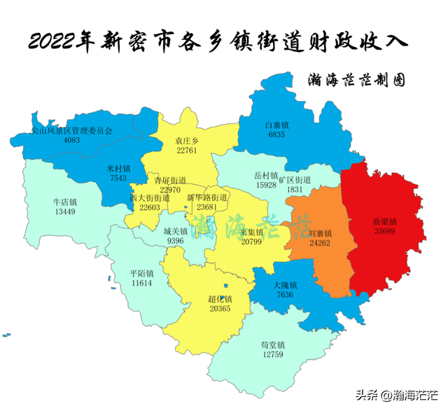 新密市地形、乡镇、村庄、交通、人口和财政收入地图