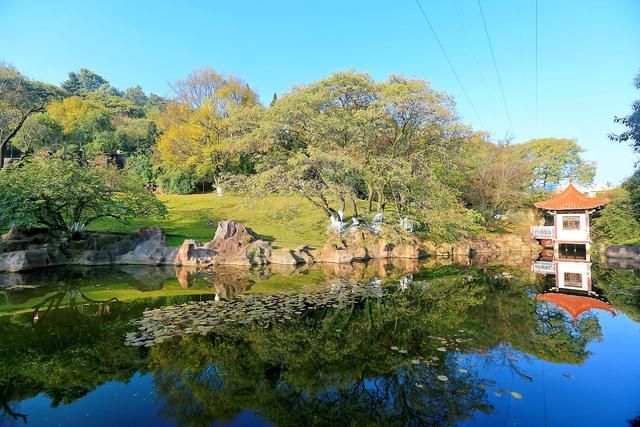 云南曲靖寥廓公园，环境优美，文化深厚，是俯瞰城市美景的好去处