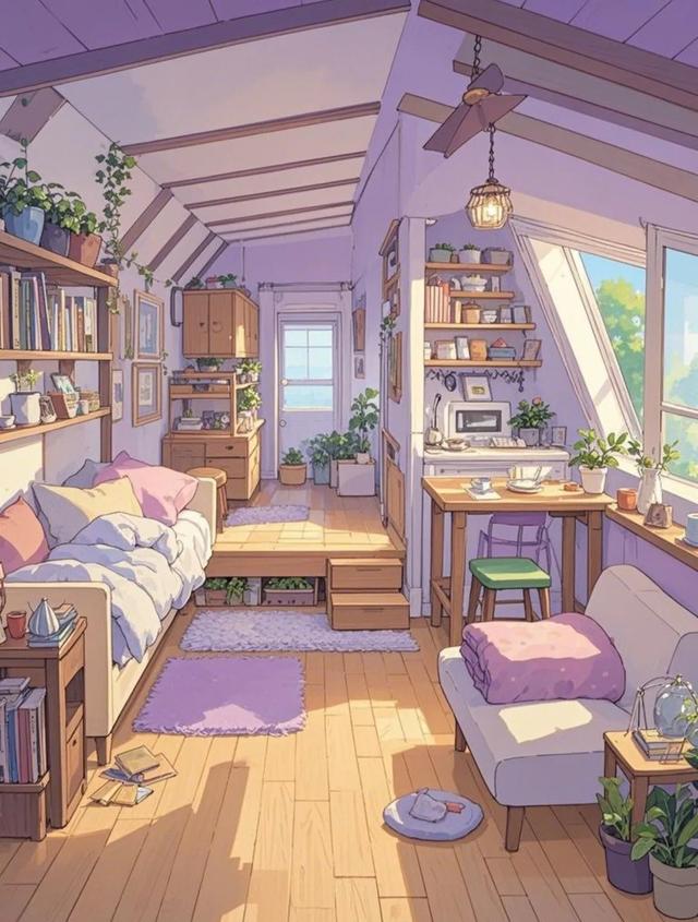 紫色治愈系小屋，心灵温暖的港湾