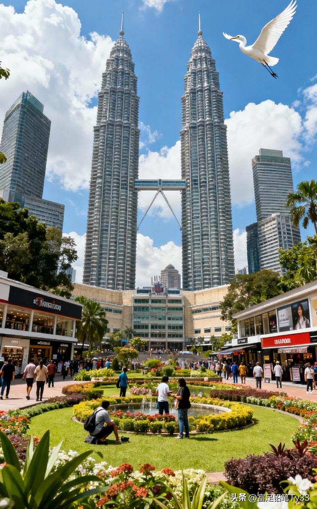 双子塔下，白鹭飞翔，景色宜人！