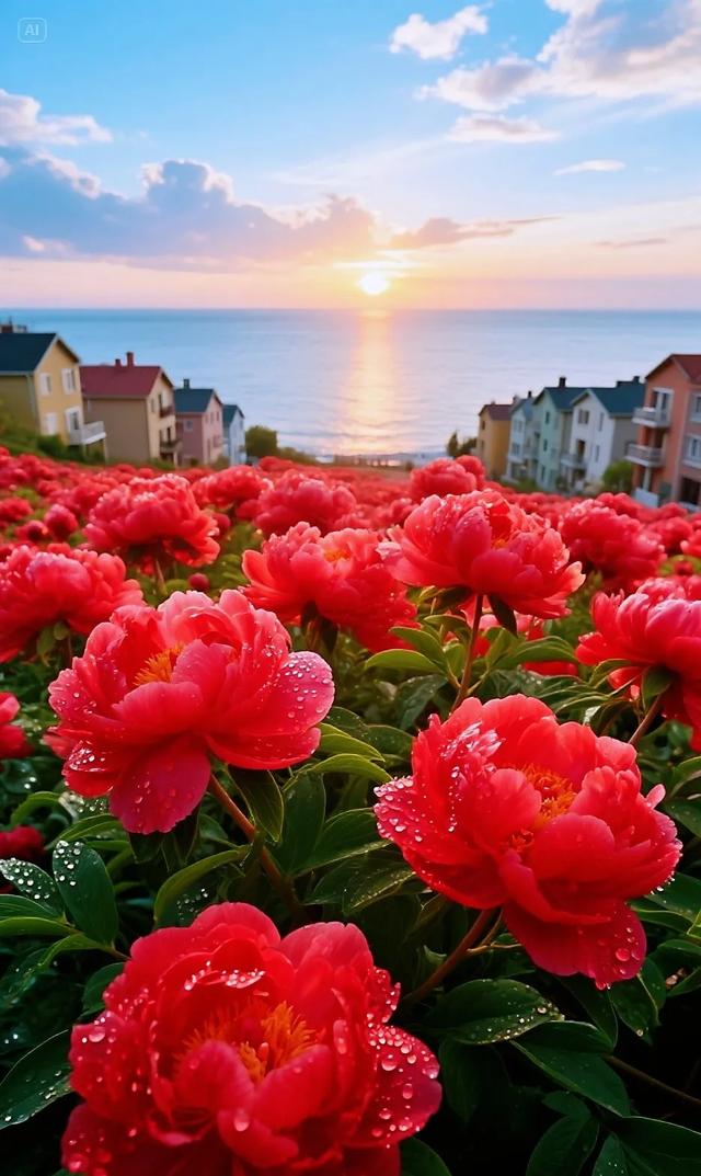 海上“牡丹花”融入海景，景致绝美，动人心弦