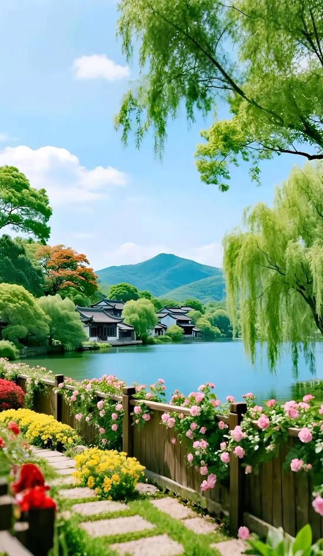 冬日湖畔遇故人，牵手踏雪寻美景，远山如画心已醉