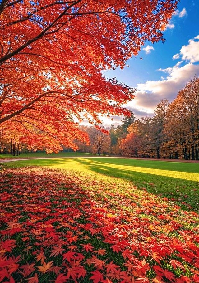 彩叶落满青坪，风都染了秋的颜色