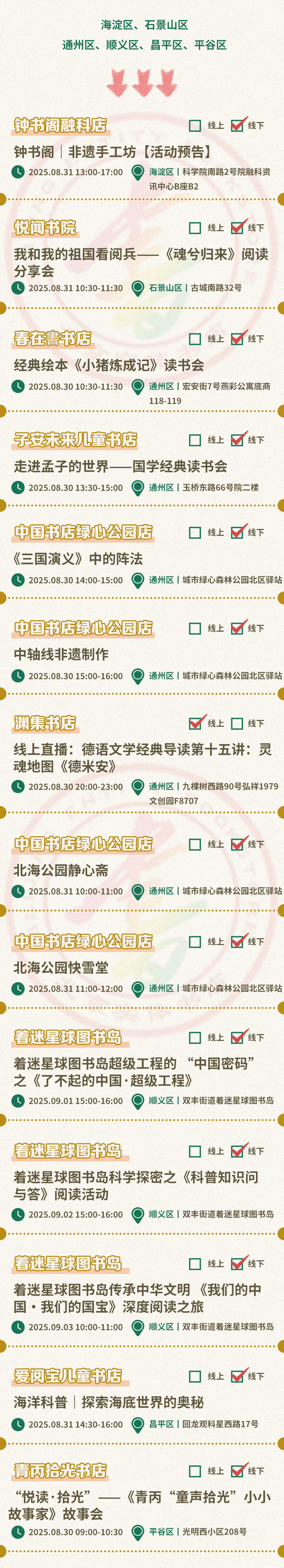 谁能拒绝，这些好玩的活动！ | 北京实体书店活动预告（8月30日~9月5日）