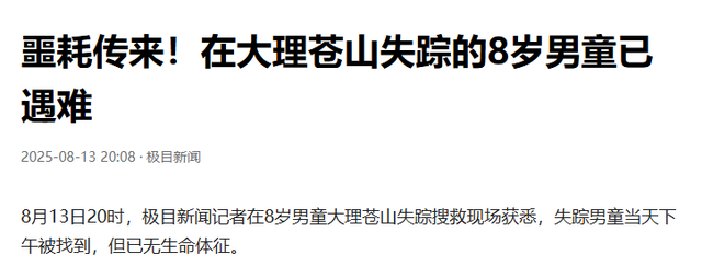失踪自闭儿遗体已找到，救援队曝光死因，生前饱受痛苦，官方通报
