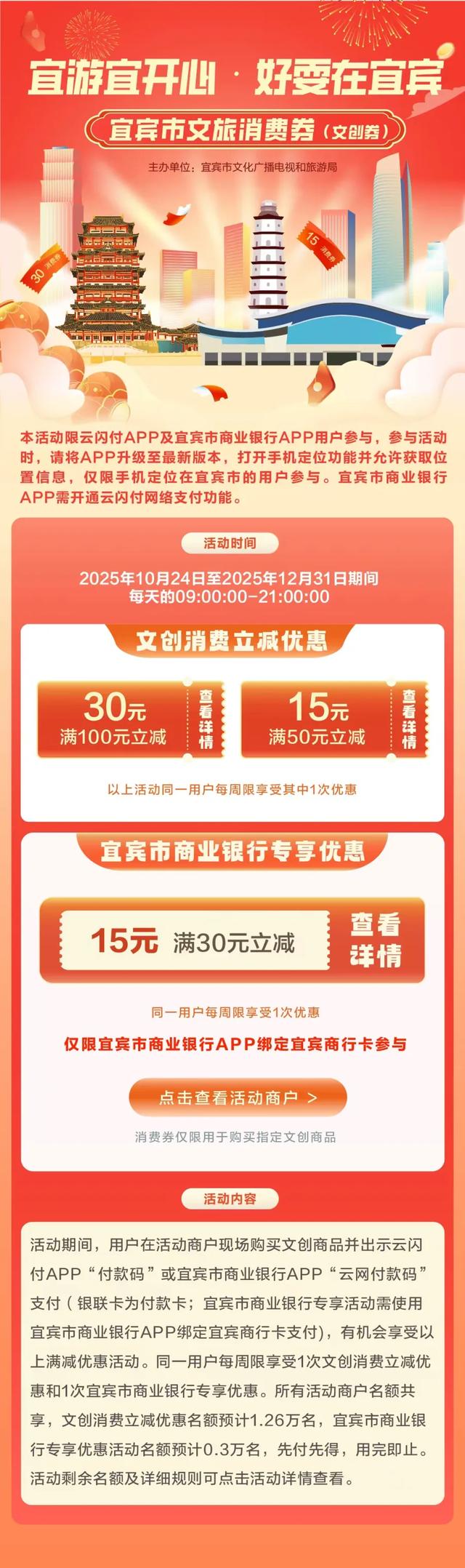 冬游宜宾不 “费” 力，明日开启，文旅消费券帮你省到底～！