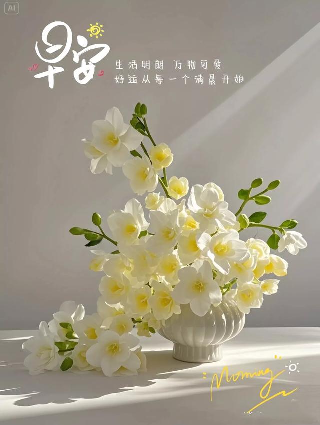 早上好早安祝福美图/静观天边云卷云舒，笑看庭前花开花落