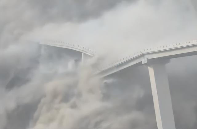 四川一大桥发生垮塌，现场腾起巨大烟尘，今年1月才合龙，一天前因裂缝临时交通管制，官方通报