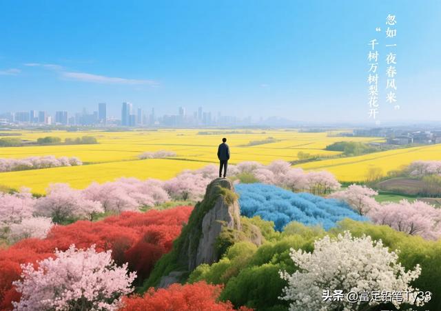 站在花海悬崖上，与蓝天白云相拥，感受大自然的壮丽与宁静！