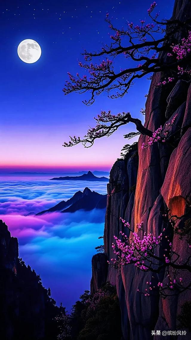 当月光吻醒云海，群山便成了仙境的注脚