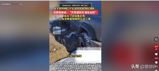 女子开车碾压草场后续：扬言撞死牧民	，真实身份被扒，公司被牵连