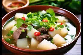 秋冬的美食：白萝卜炖羊肉图片