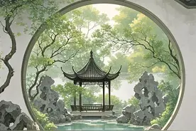 苏州园林里的月亮门图片