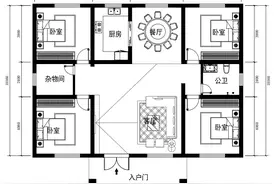 14.3米×10.4米一层别墅农村自建房设计户型图图片