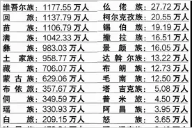 我国56个民族大概人数表：图片