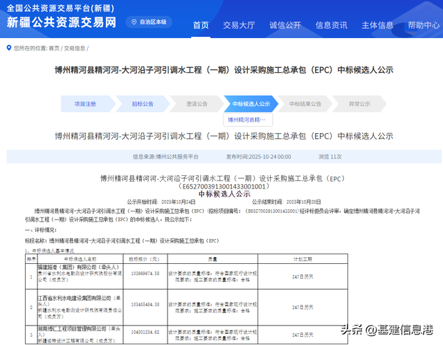 新疆：1亿元！博州精河县精河 - 大河沿子河引调水工程（一期）