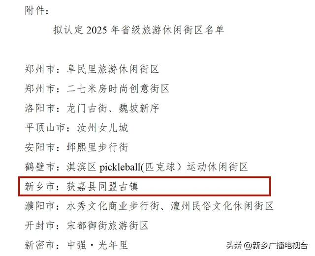 名单公示！新乡一街区入选
