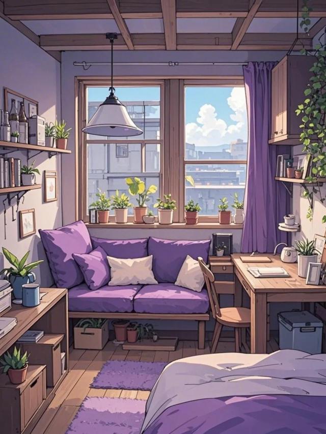 紫色治愈系小屋，心灵温暖的港湾