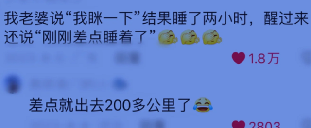 出远门你媳妇坐在副驾驶上在干嘛？评论区让人笑到肚子痛，人才啊