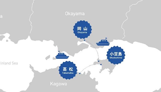 小豆岛一日游：搭冈山搭「国际两备渡轮」畅游濑户内海