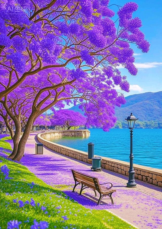 这条紫花满径的山间公路，美得不像话！