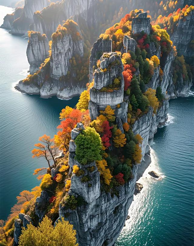 悬崖湖的秋炏：翡翠湖的诗意回响