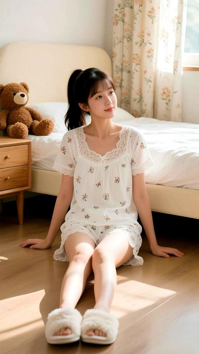 宅家治愈系穿搭｜温柔碎花睡衣+毛绒拖，把清晨时光过成诗