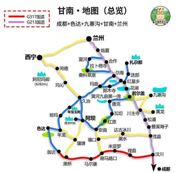 100幅黄金旅游线路地图：涵盖新疆、西藏、四川、云南、青海多地