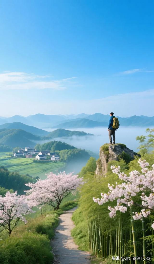 山间小路，花海相伴，徒步旅行，感受自然之美！
