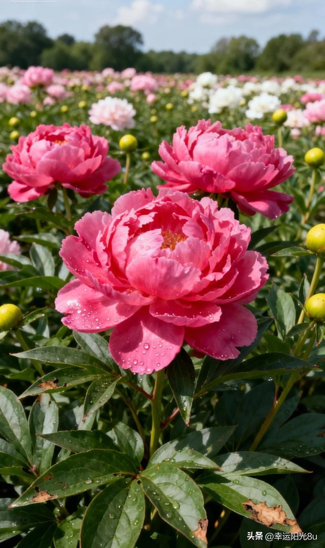 绯红嫣然·粉团锦簇·橙光流转——芍药花海的多色狂欢