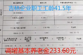 吉林省职工41.5年工龄，2024年4月退休，新计发基数补发养老金图片
