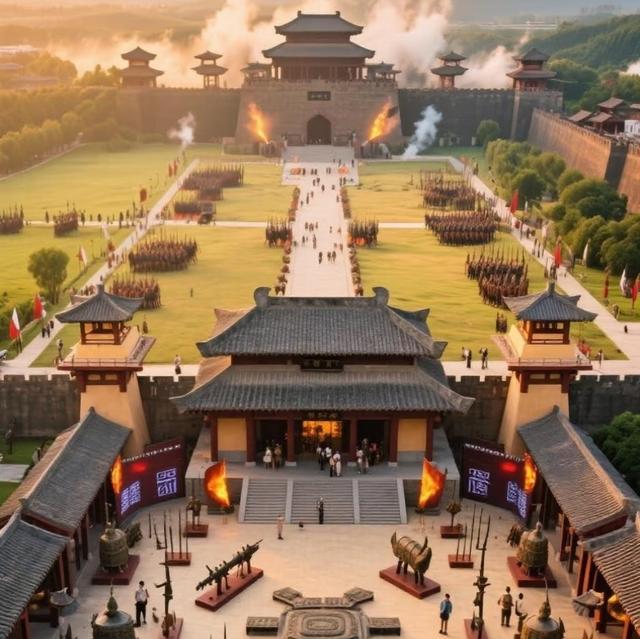 我是上海人，逛旅游景点孙武古城，夜有打铁花还有篝火晚会