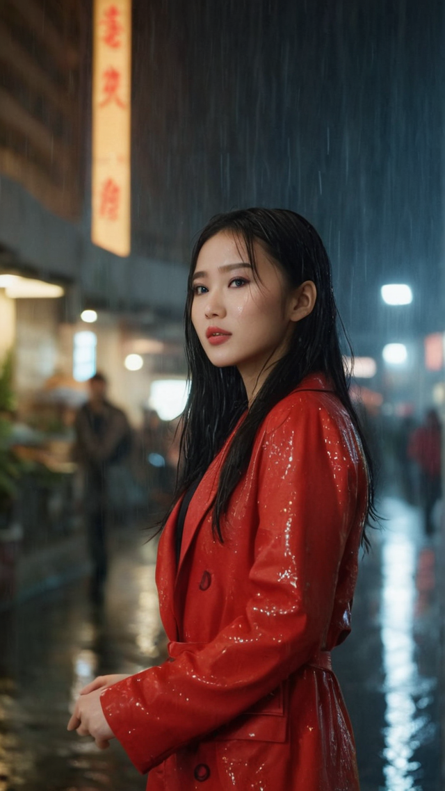 美女写真——雨中的女孩