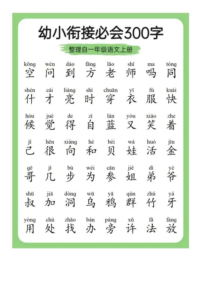 幼小衔接必会拼音+识字