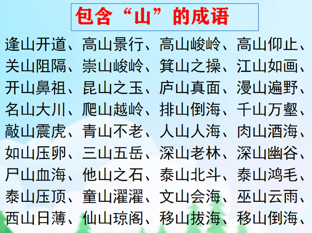 地貌成语：包含“地”、“山”的成语