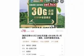 广电流量卡：6.5元月租，30g流量+30分钟通话图片