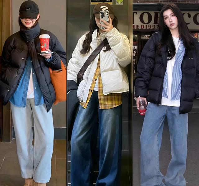 立冬后，流行穿“羽绒服+阔腿裤”，有温度又时髦