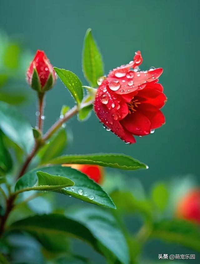 雨后花儿美得让人心醉，水珠如精灵闪亮，生命展现奇迹