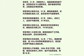 国乒首位大满贯得主邓亚萍七位家族成员一览图片