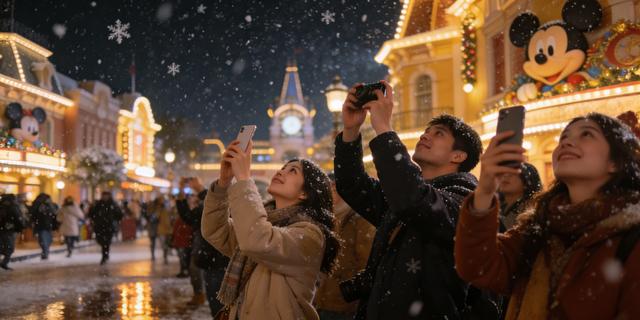 燃爆了！上海迪士尼飞雪漫天，城堡秒变冰雪童话王国