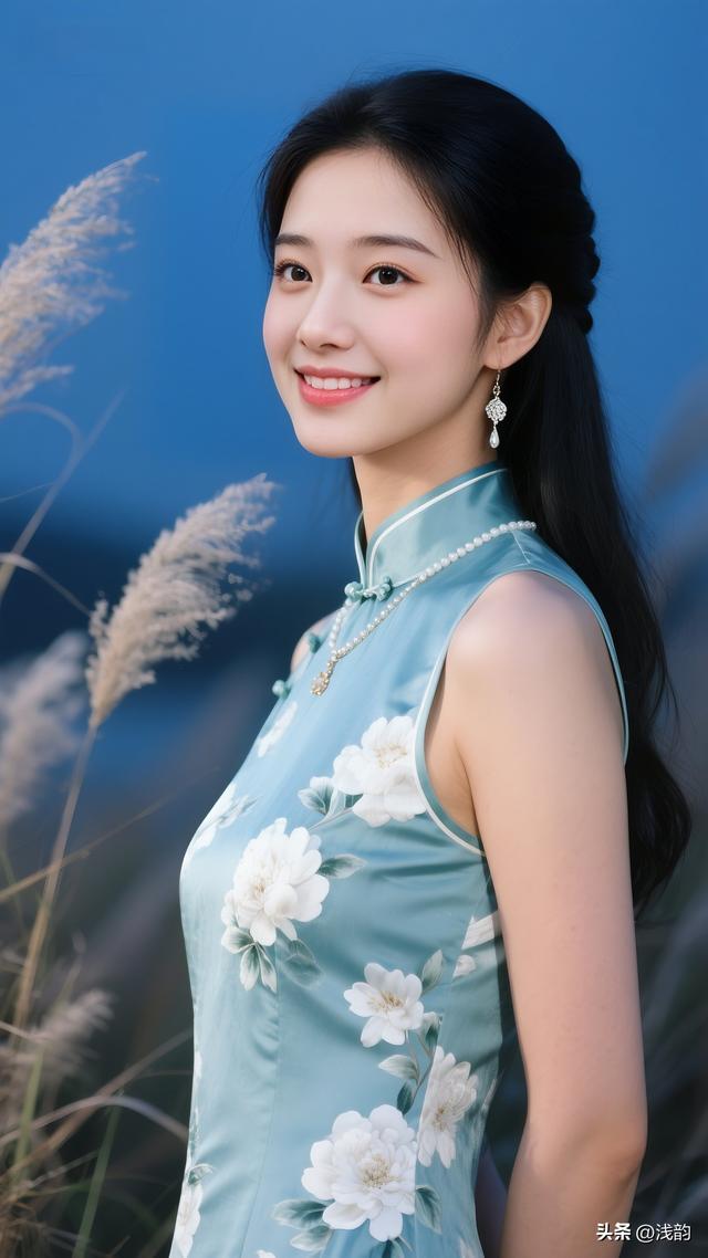 韵1212|🌿 青瓷牡丹旗袍：把江南花意穿在风里