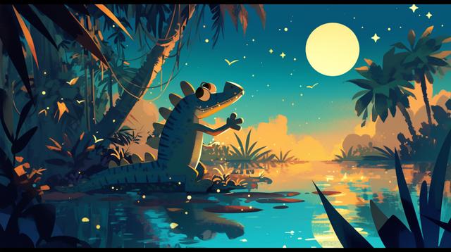 原创儿童绘本故事《小鳄鱼的星际探险》