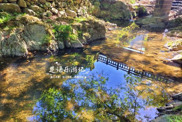 浙江宁波的山间古村，特色民宿藏在树林之中，溪水中流成玩水胜地